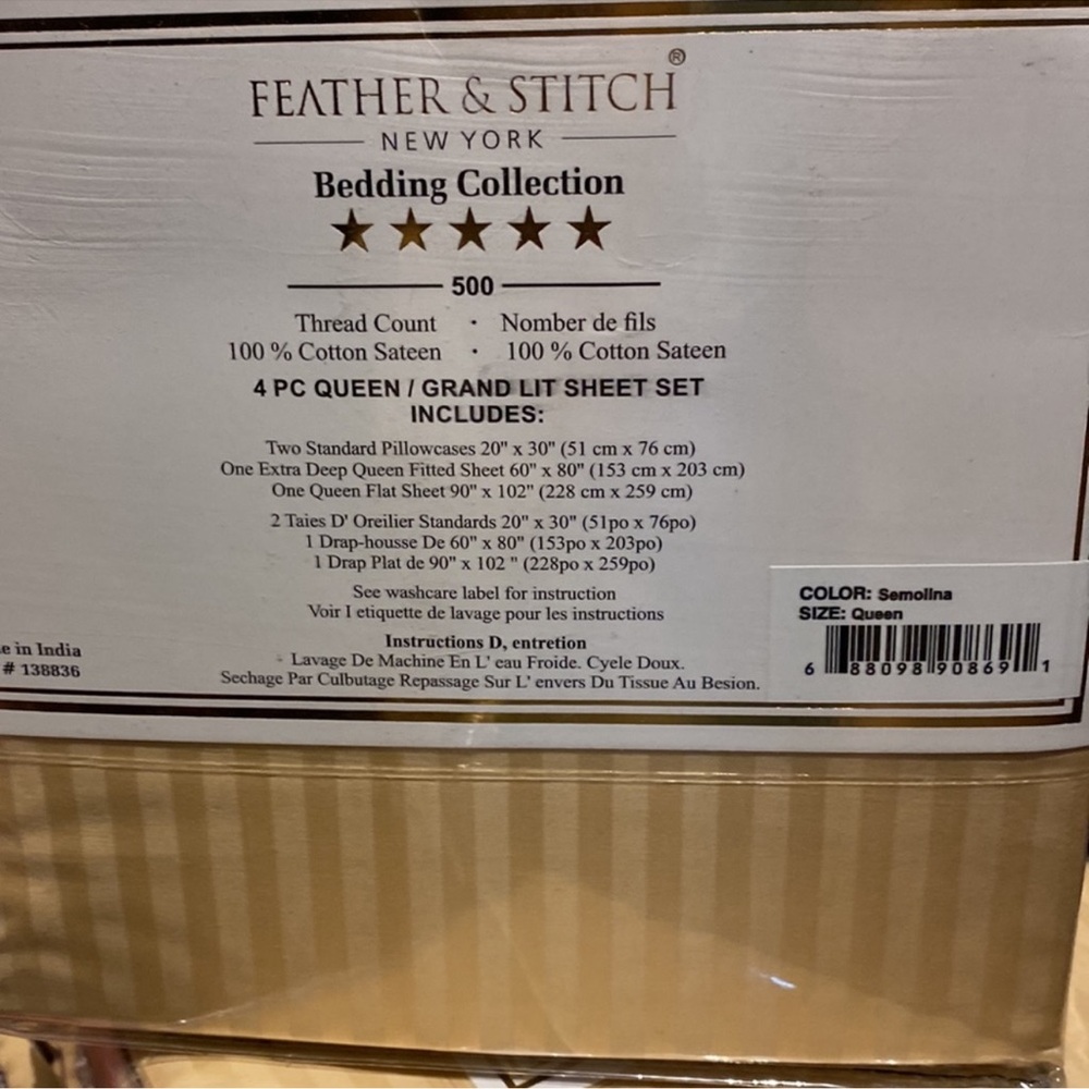 - Feathers & stitch queen set bed sheets